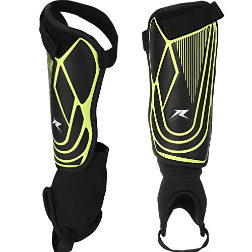 Soccer Football Shin Guards with Ankle Protection, Super Protective Flexible Low-Profile Adult,Youth, Junior - size: Large