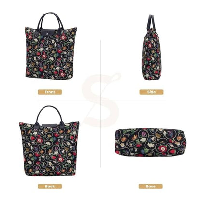 Signare Tapestry Foldable Tote Bag Reusable Shopping Bag Grocery Bag - color: Jacobean Dream