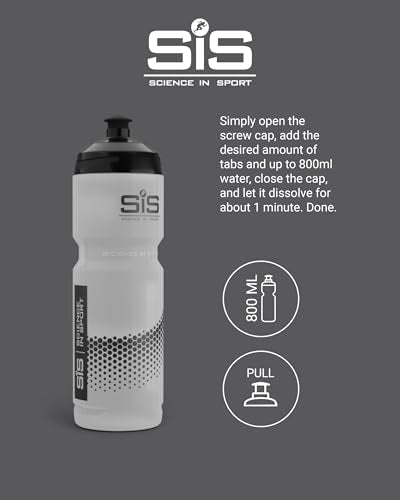 Science in Sport Water Bottle w/Easy Mixing | Clear Squeeze Water Bottle w/Running Lockable Valve - 27 Fluid Ounce
