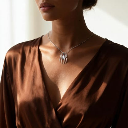 Dainty Silver Necklace for Women - Ankh Jesus Horse Celtic Cross Necklace for Women, Dainty Charm Spider Christian Gifts for Friends Sister Mom, Birthday, Christmas, Mother's Day, Graduation Gifts - style: Spider