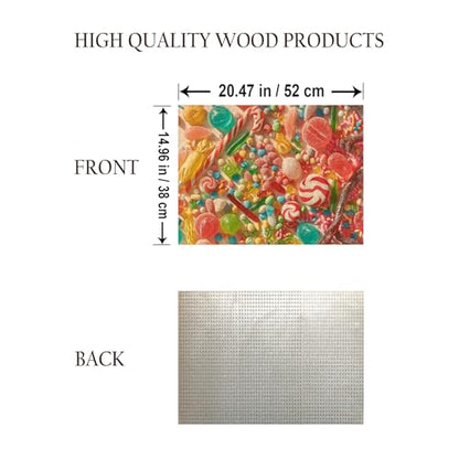 Candy Food Jigsaw Puzzle - 500 Pieces Wooden Puzzle for Adults, Wall Art Gift, Finished Size: 20 x 15 Inch - color: Candy - 500 Pieces