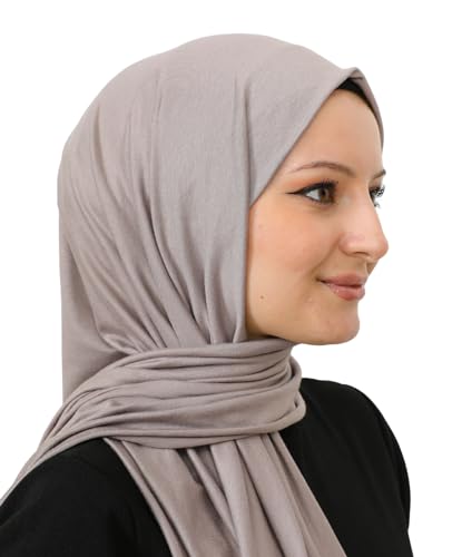 Prien Hijab for Women Viscose Scarf Lightweight Muslim Hijabs Long Shawl Islamic Scarves Turkey Silk Headscarf for Womens - color: Light Mink