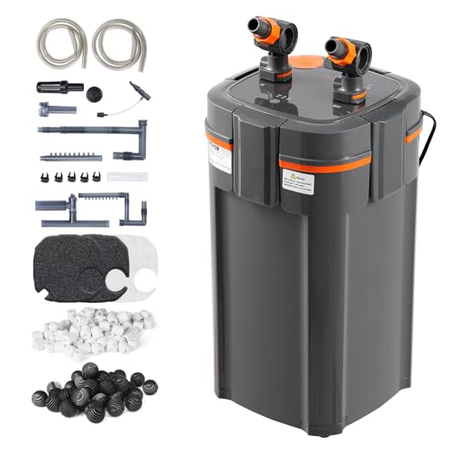VEVOR Aquarium Filter 238GPH, 3-Stage Canister Filter 55-75 Gallon, Ultra-Quiet Internal Aquarium Filter with UV Protection, Submersible Power Filter with Multiple Function for Fish Tanks, 11W - size: 238GPH-UV