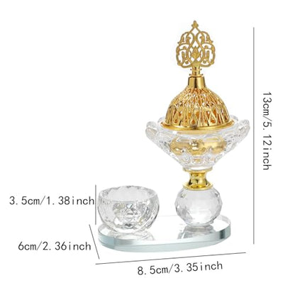Glass Arabic Incense Burner with Tongs, Bakhoor and Cone Holder Tabletop Ornament for Living Room Yoga Meditation - style: Style C