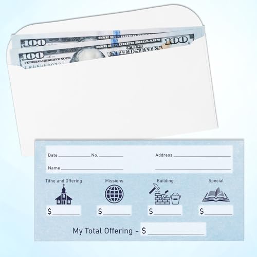 Eaasty 200 Pieces Church Offering Envelopes My Offering Bill Size Envelope Church Tithe Envelopes for Donations, Religious Occasions(Fresh Style) - style: Fresh Style