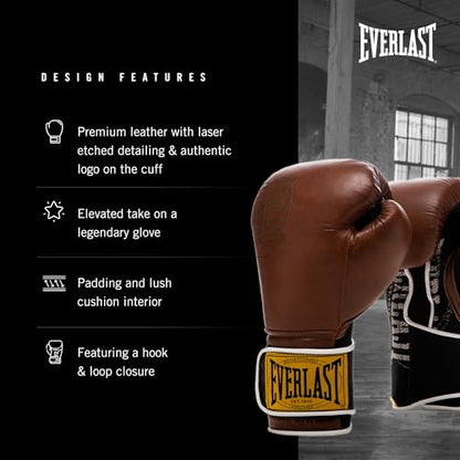 Everlast 1910 Boxing Gloves | Advanced Gloves for Men and Women | Hook and Loop with Triple-Layer Foam & Wrist Support for Injury Prevention | Heavy Bag & Speedbag Training - size: 16 oz