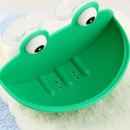 Frogs Shaped Soap Dish Holder with Suction Cups Kitchen Bathroom Soapbox for Case Household Accessory Planter Desktop Decoration
