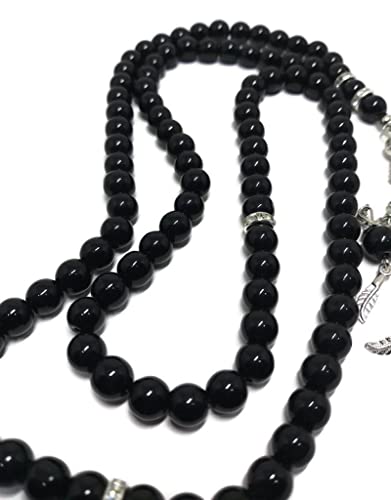 Muslim Tasbih 99 Bead AMN-325 Islam Car Mirror Hanging Ornament Prayer Rosary Misbaha Colorful Design Islamic Religion Eid Ramadan Gift (Black) - color: Black