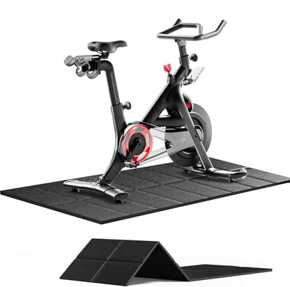 Mat for Exercise Bike Treadmill Walking Pad on Carpet 63x30,Compatible with Peloton, 1/4" Indoor Bike Trainer Mat for Hardwood Floors, Spin Stationary Bike, Equipment Stability, Noise Shock Absorption - size: 63"L x 29.5"W x 0.24"Th