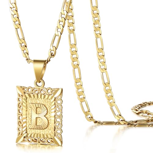 KissYan Initial Necklaces for Women Men - color: 1-Gold, style: B