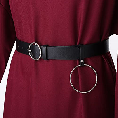 BLESSUME Medieval Wicca Pagan Ritual Robe with Belt - color: Burgundy, size: Small