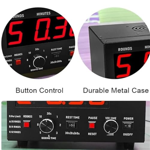 Professional Boxing Interval Timer, Gym Timer, Optional Training Rest Time and Number of Loop Reps, Multifunctional Stopwatch,Red - color: Red