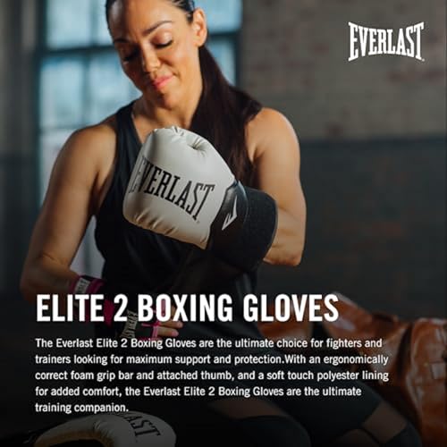 Everlast Elite 2 Boxing Gloves - color: Black/Gold, size: 14 oz