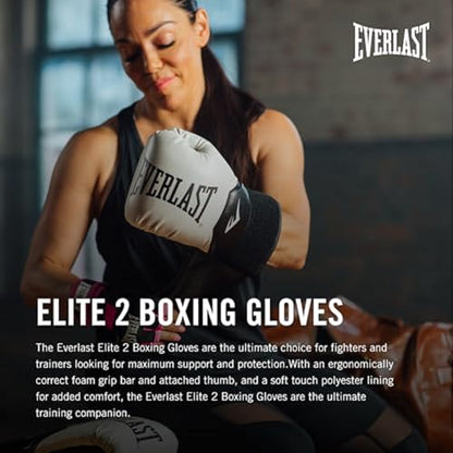 Everlast Elite 2 Boxing Gloves - color: Black/Gold, size: 14 oz