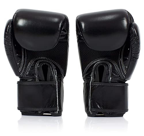SP7 Black Medium Shin Guards + Fairtex BGV1BR 16 oz Black Glove