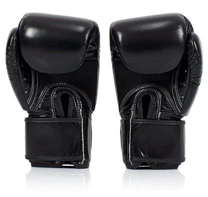 SP7 Black Medium Shin Guards + Fairtex BGV1BR 16 oz Black Glove