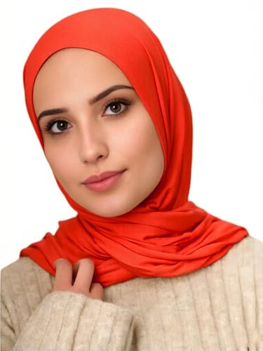 Harewom Polyester Hijab Lightweight Solid Head Wrap Scarf for Women Daily - color: Orange