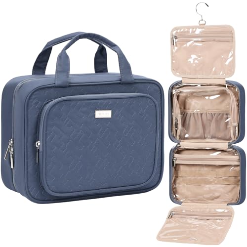 NISHEL Travel Toiletry Bag for Women Hanging Organizer Makeup Case Pockets - color: Aegean-Blue, size: Medium