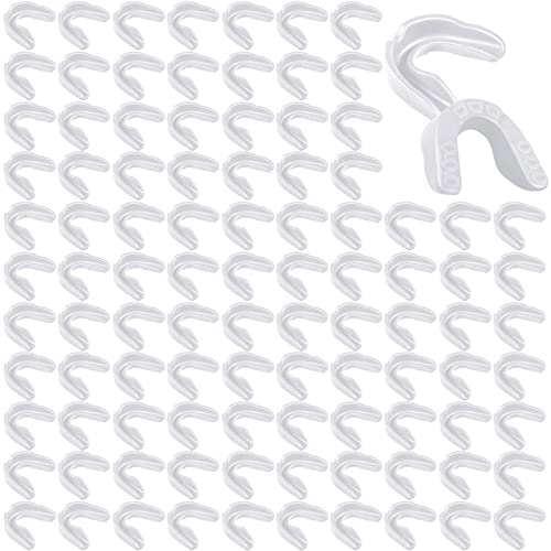 Kathfly 100 Pack Sports Mouth Guard Bulk Athletic Mouthguard Silicone Gum Mouthpiece Teeth Protection for Football Boxing Basketball Hockey Karate Lacrosse Wrestling(White) - color: White