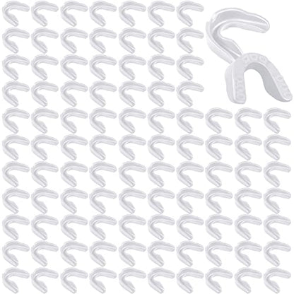 Kathfly 100 Pack Sports Mouth Guard Bulk Athletic Mouthguard Silicone Gum Mouthpiece Teeth Protection for Football Boxing Basketball Hockey Karate Lacrosse Wrestling(White) - color: White