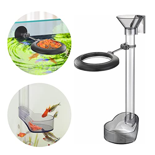 Shrimp Feeding Dish Set, Shrimp Feeder Tube Kit for Fish Tank(15" | Clear Durable, Simple Installation, Keep Water Clean, Shrimp Feeding Tube with Feeding Ring & Cleaning Brush