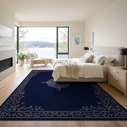9'x12' Blue Deep Medallion Prayer Design Washable Area Rug - color: Blue/Pattern 12, size: 9' x 12' (Rectangular)