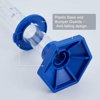 QWORK Thick Glass Graduated Cylinder 5ml Measuring Cylinder, with Plastic Base and Bumper Guards 3.3 Borosilicate Glass Lab Cylinder for Liquid Measurement with Glass Dropper