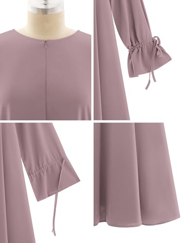 ODIZLI Women's Abaya Muslim Long Sleeve Tie Cuffs Prayer Dress Arabic Kaftan Dubai Turkey Islamic Dresses - color: Taro Color, size: Medium
