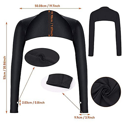 Aster Cooling Shawl Arm Sleeve with Finger Hole Sun Protection Cooler Shrug Arms Wrap 2-piece - color: White and Black