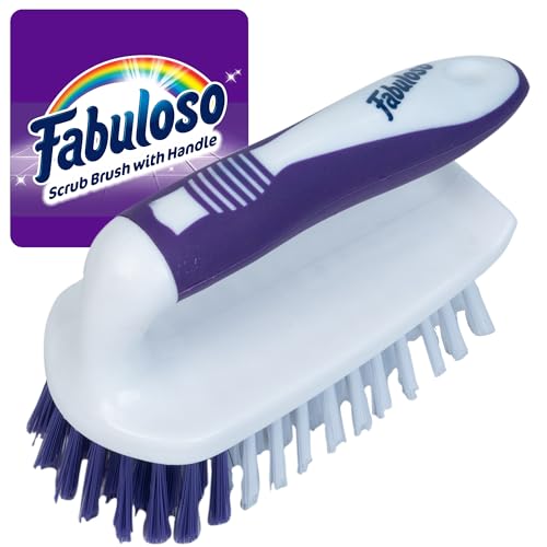 Fabuloso Compact Scrub Brush with Handle, White and Purple, 5.5 Inch - size: Scrub Brush w/ Handle
