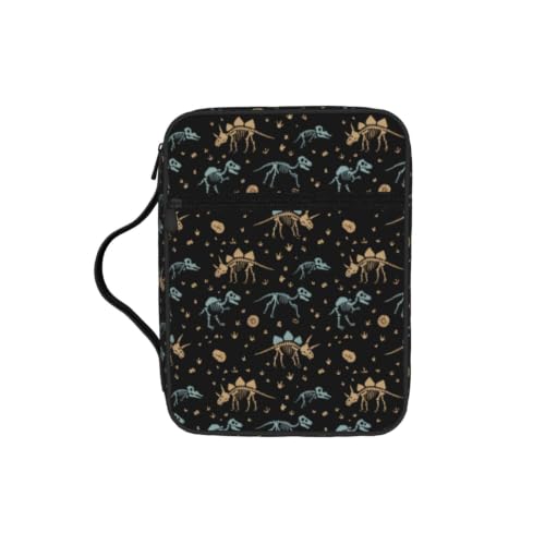 Dinosaur Skeletons Bible Cover Case with Handle and Zippered Pocket - color: Dinosaur Skeletons