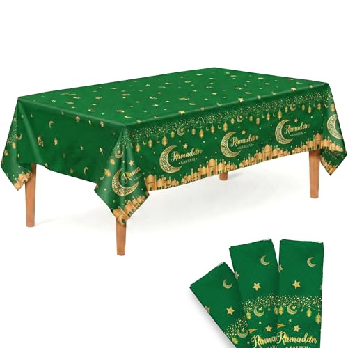 KatchOn Green Ramadan Table Cloth 108x54 Inch, Pack of 3 - color: Green