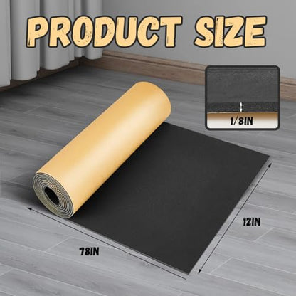Pangda 1 Piece 78 x 12 x 1/8 Inch Extra Large Marine Foam Roll Closed Cell Rubber with Adhesive Insulation Sheets Lightweight Single Sided Tape Water Weather Resistant for Craft - size: 78 x 12 x 1/8 Inch