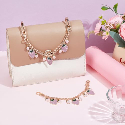 UNICRAFTALE Purse Chain Strap Replacement 8 Inch Short Chain Straps Enamel Charm Bag Handle with Buckle Extender - color: Golden/Pink