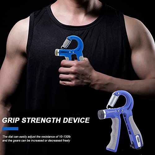 Hand Strengthener Grip 2 Pack, Hand Exercisers for Strength with Adjustable Resistance 10-130 Lbs,Hand Grip,Grip Strength Trainer for Muscle Building and Injury Recover - color: Blue