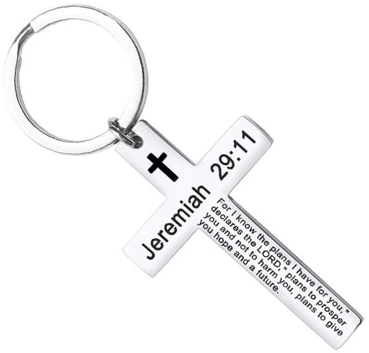 Ldurian Bible Verse Keychain Christian Cross Keychain for Women, Cross Key Chain for Men Religious Scripture - style: Jeremiah 29:11