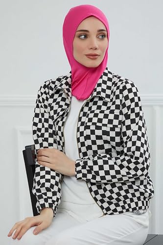 Aisha's Design Instant Turban 95% Cotton Head Scarf Headwear Combed Cotton Ninja Cap, Slip on Jersey Hijab - color: Pink