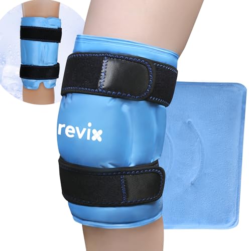 REVIX 19" Extra Large Knee Ice Pack Wrap Around Entire Knee, Reusable Gel Cold Pack for Discomfort and Post-Workout Fatigue, Cold Compress, Enhance Comfort and Recovery - size: XL, style: Blue-XL