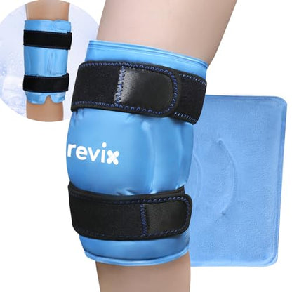 REVIX 19" Extra Large Knee Ice Pack Wrap Around Entire Knee, Reusable Gel Cold Pack for Discomfort and Post-Workout Fatigue, Cold Compress, Enhance Comfort and Recovery - size: XL, style: Blue-XL