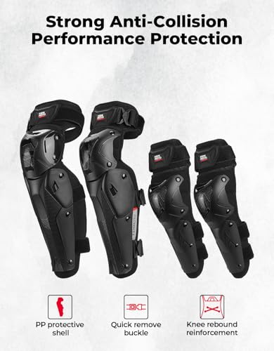 KEMIMOTO Motorcycle Knee-and-Shin Guards Elbow Pads for Men 4Pcs Powersports Protective Motocross/Racing/Dirt Bike Gear Rodilleras para Moto