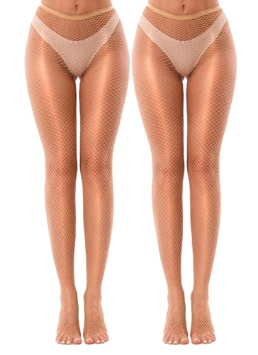 VOAKOW Fishnet Stockings Womens High Waist Fishnet Tights Mesh Stockings For Women - color: Regular Nude S Mesh 2