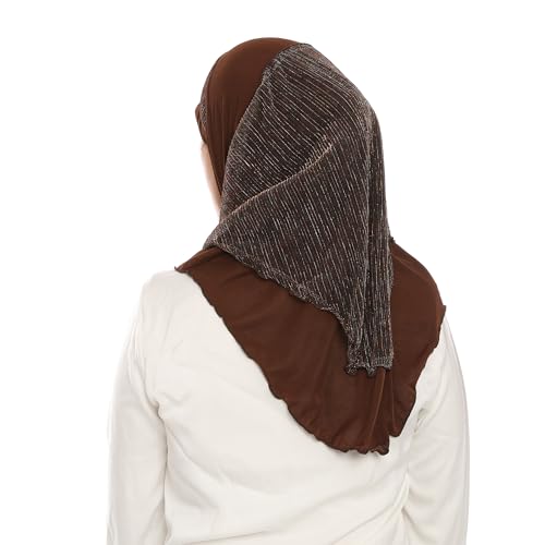 Instant Hijab for Women and Muslim Girls - Soft Scarf Easy to Wear Headscarf - Spun Gold Jilbab Daily Islamic 1pc - color: A Coffee