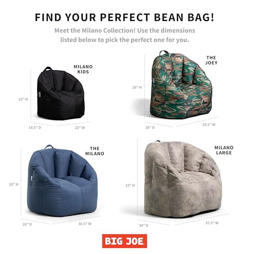 Big Joe Milano Beanbag Chair with Vibe Black Montana Leather - color: Black Montana Leather, size: Milano with Vibe