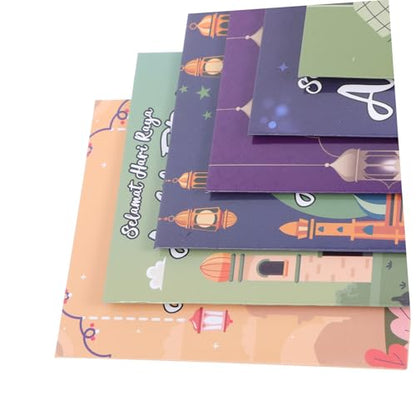 SHOWERORO 6pcs Eid Money Envelopes for Cash Unique Eid Designs Spacious Paper Blessing Envelopes for Ramadan Celebrations and Generous Gifting