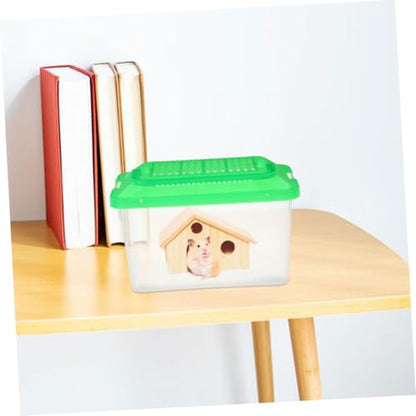 minkissy 2pcs Portable Pet Transport Box for Reptiles and Fish, Medium Green Plastic Turtle Terrarium and Travel Breeding Tank for Small Pets