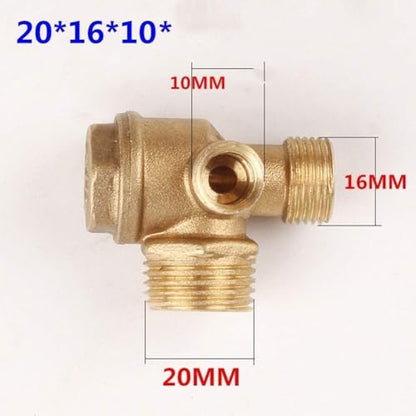 3-Port Brass Air Compressor Check Valve - Heavy-Duty Pneumatic Replacement Part with Leak-Proof Design for Central Pneumatic Compressors, Industrial Repair
