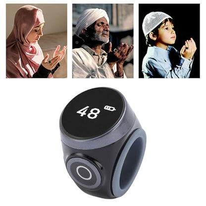 Smart Counter, Digital LCD Screen Rechargeable Electronic Tally for Muslim Islamic Prayer Work Sports, Finger Counter Touch Control - color: black