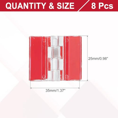 MECCANIXITY Small Acrylic Hinges Plastic Self-Adhesive Clear Hinge 35 x 25mm Continuous Piano Folding Hinges for Aquarium Lid Crafts Display Stand Pack of 8 Transparent - size: 35 x 25mm