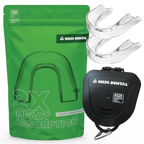 Delta Dental Mouth Guard, ADA Accepted, Mouthguard for Braces, Adult Clear | 2X impact absorption vs standard mouthguards; works with braces; for contact sports - color: Clear, size: Adult
