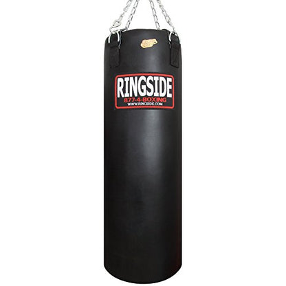 Ringside 100 lb Powerhide Heavy Bag for Boxing, MMA, Muay Thai & Kickboxing, Soft Filled Punching Bag with Foam Liner, Chain & Swivel Included, Black